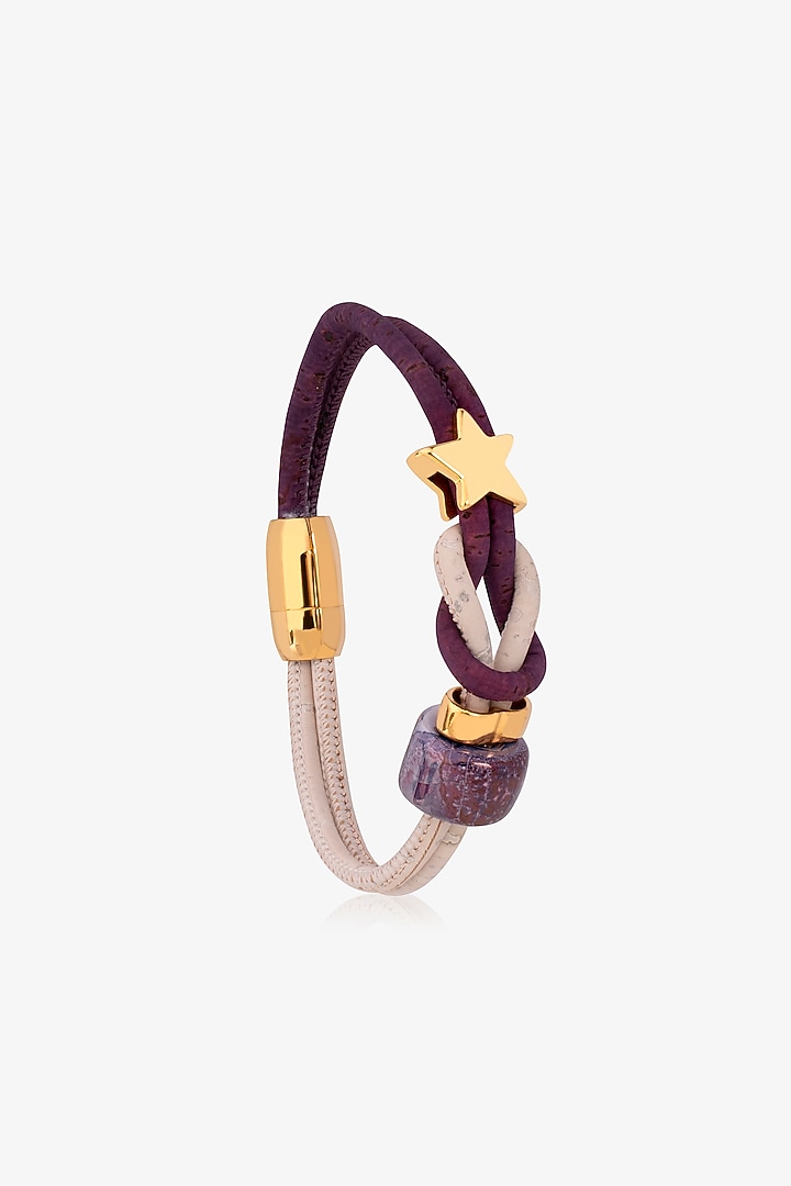 Purple & White Handmade Cork Bracelet by FORET at Pernia's Pop Up Shop