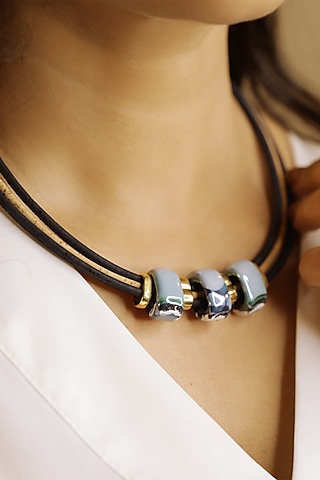 Turquoise Handmade Cork Necklace by FORET