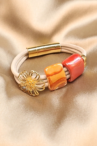 White Handcrafted Cork Bracelet by FORET