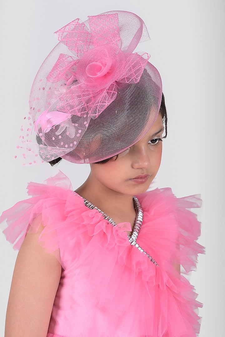 Pink Soft Tulle & Net Ruffled Gown For Girls by Foreverkidz at Pernia's Pop Up Shop