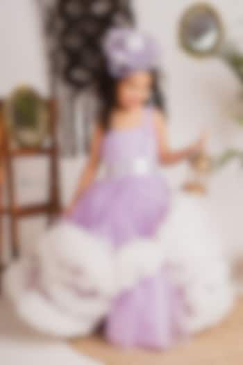 Lavender Soft Tulle Layered Ruffled Gown For Girls by Foreverkidz at Pernia's Pop Up Shop