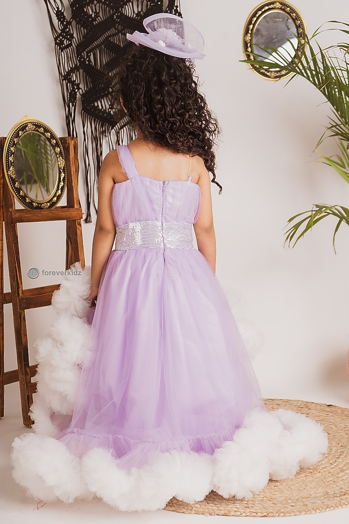 Lavender Soft Tulle Layered Ruffled Gown For Girls by Foreverkidz at Pernia's Pop Up Shop
