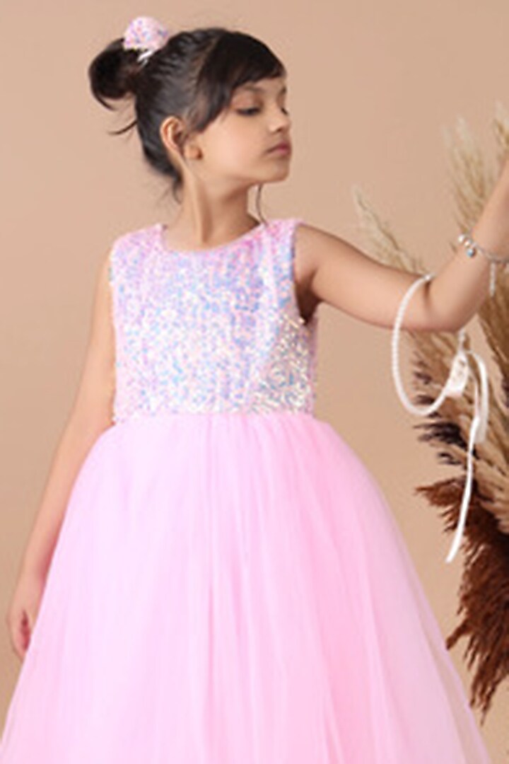 Pink Sequins & Soft Tulle Gown For Girls by Foreverkidz at Pernia's Pop Up Shop