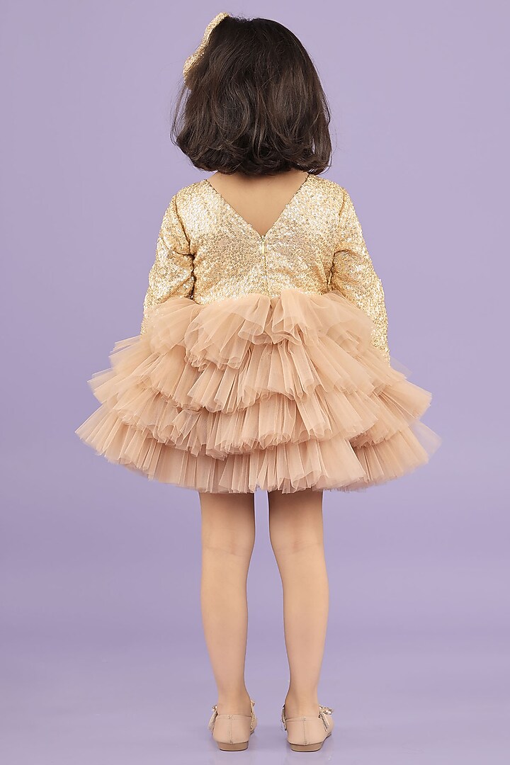 Golden Sequins & Soft Tulle Net Dress For Girls by Foreverkidz at Pernia's Pop Up Shop