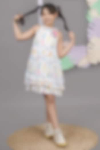 Multi-Colored Crinkle Printed Ruffled Dress For Girls by Foreverkidz at Pernia's Pop Up Shop