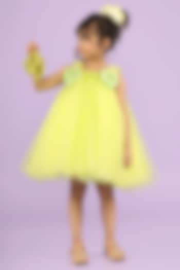 Lime Green Soft Tulle Frilled Dress For Girls by Foreverkidz at Pernia's Pop Up Shop