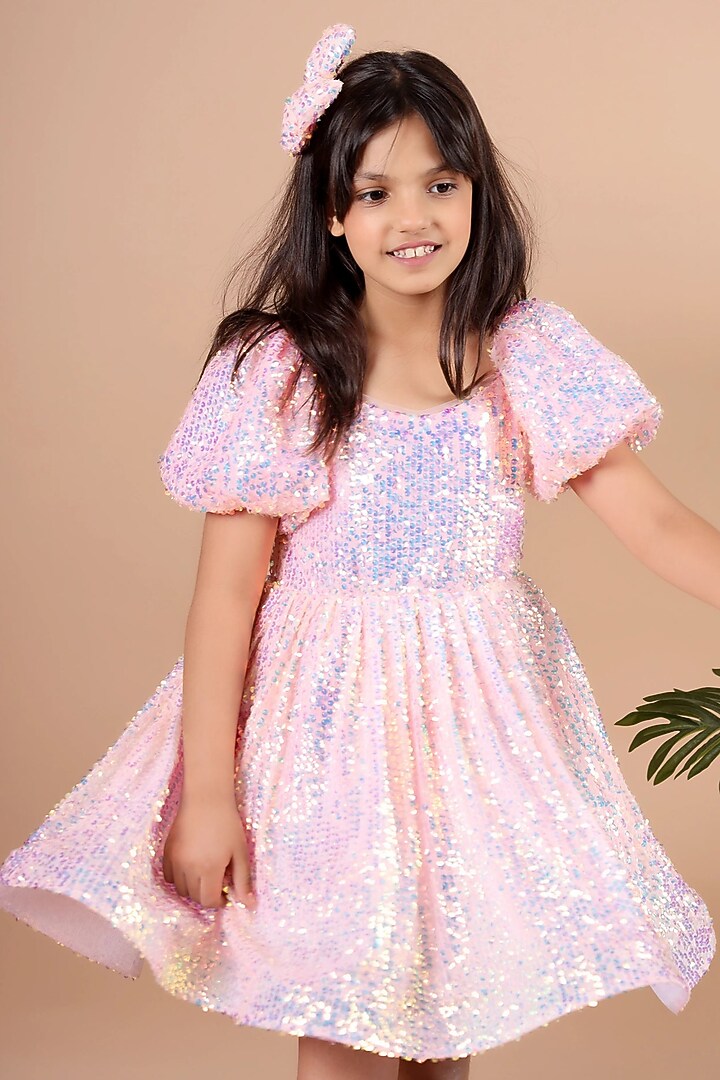 Pink Sequins Dress For Girls by Foreverkidz at Pernia's Pop Up Shop