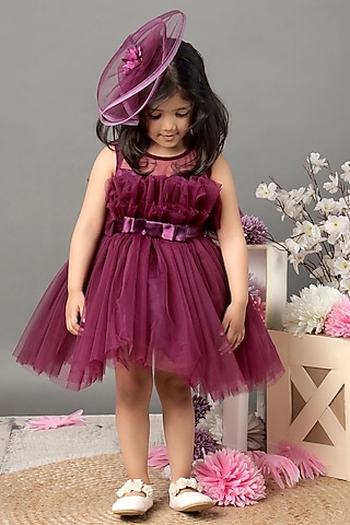 Plum Soft Tulle Dress For Girls by Foreverkidz