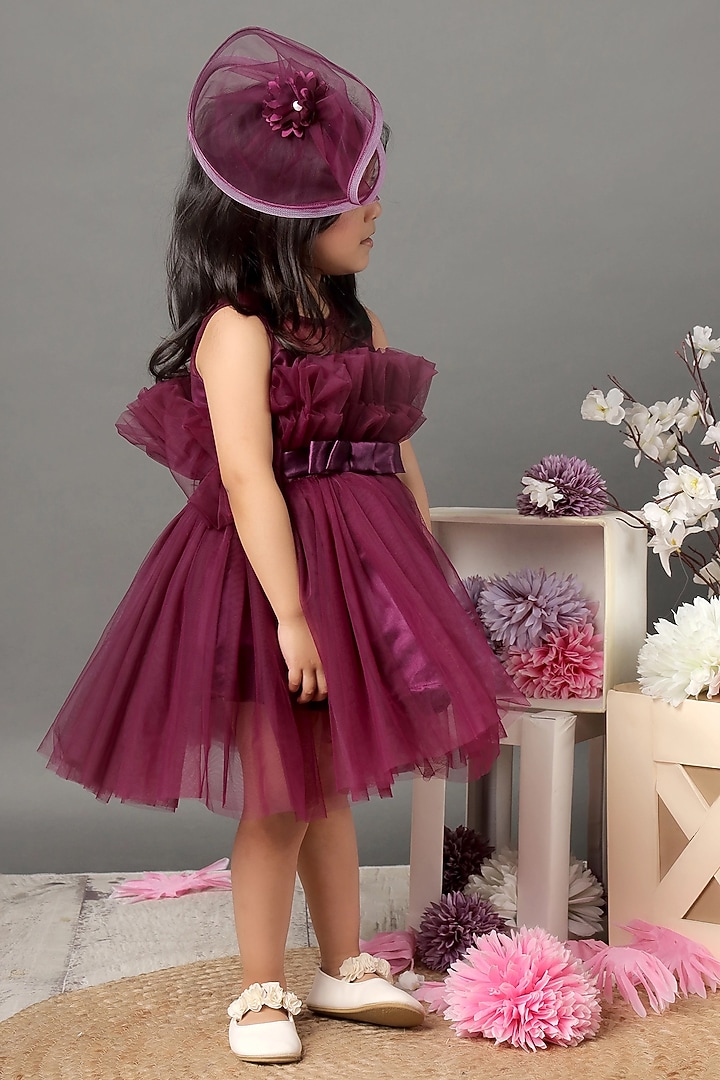 Plum Soft Tulle Dress For Girls by Foreverkidz at Pernia's Pop Up Shop