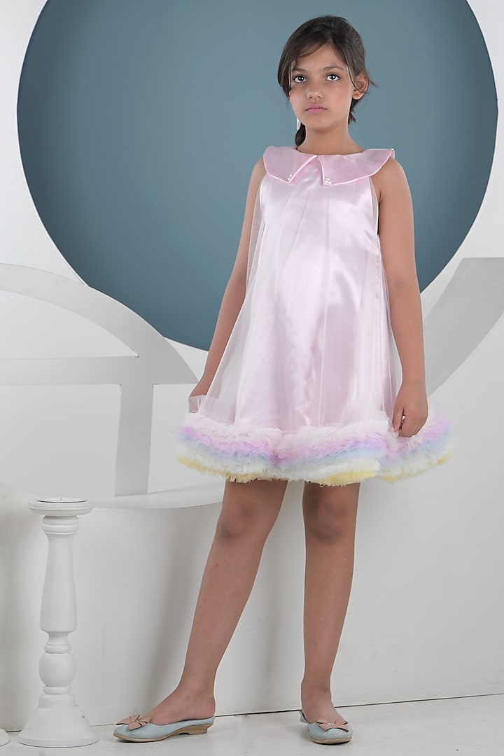 Pink Soft Tulle & Satin Dress For Girls by Foreverkidz at Pernia's Pop Up Shop