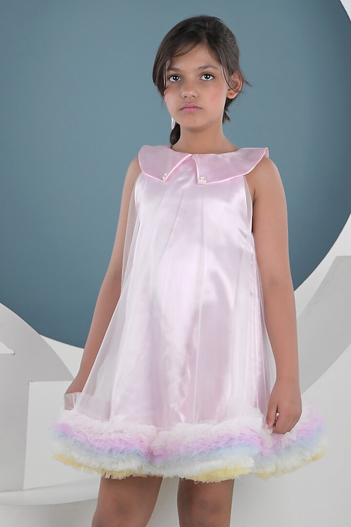 Pink Soft Tulle & Satin Dress For Girls by Foreverkidz at Pernia's Pop Up Shop