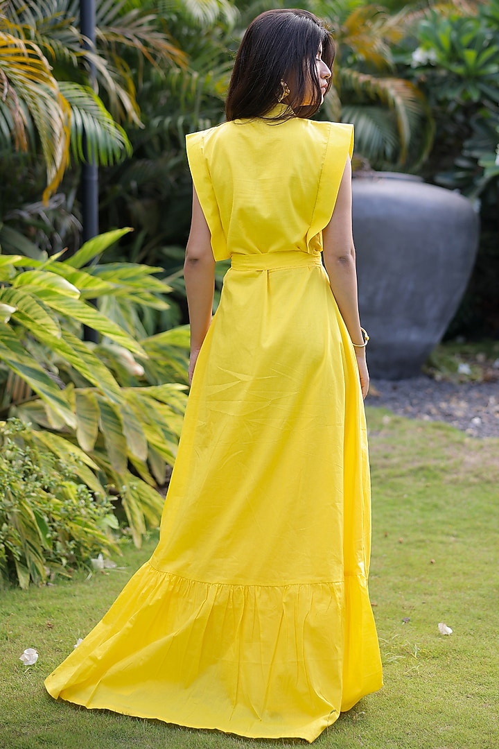 Yellow Rayon Maxi Summer Dress by Foram Patel at Pernia's Pop Up Shop