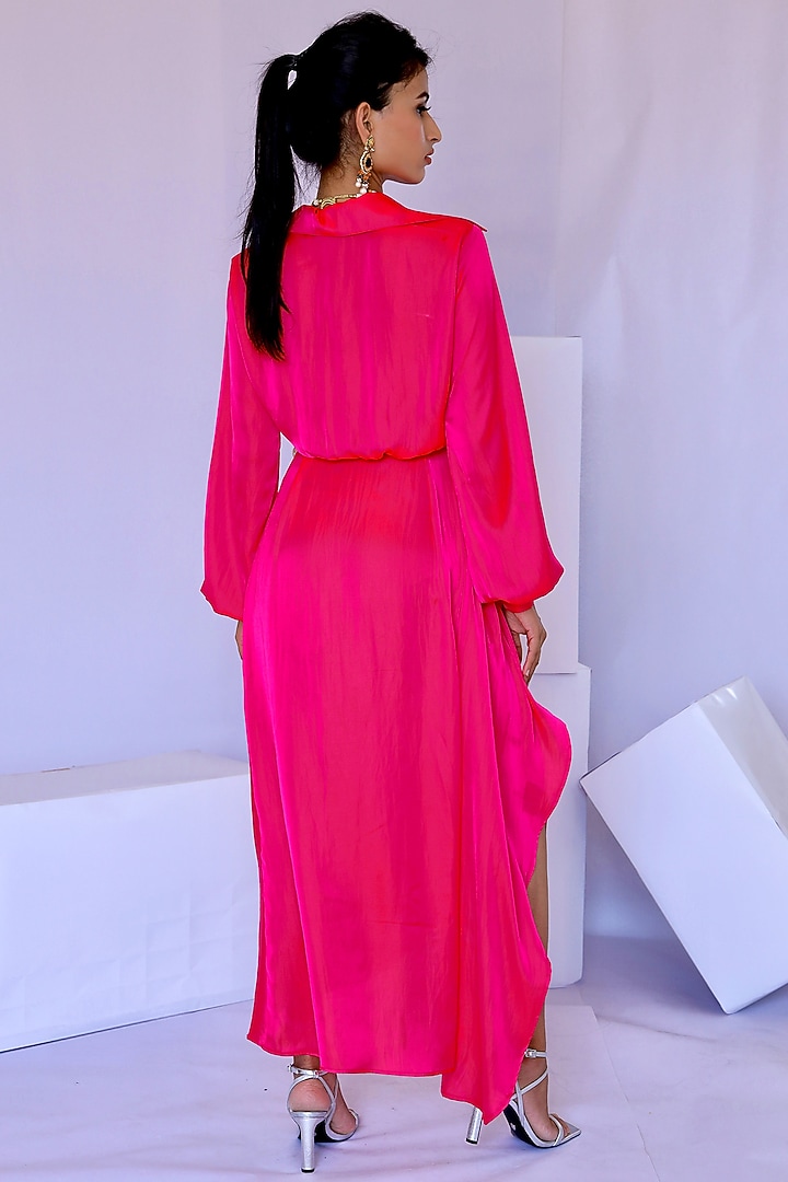 Pink Natural Crepe Wrap Summer Dress by Foram Patel at Pernia's Pop Up Shop