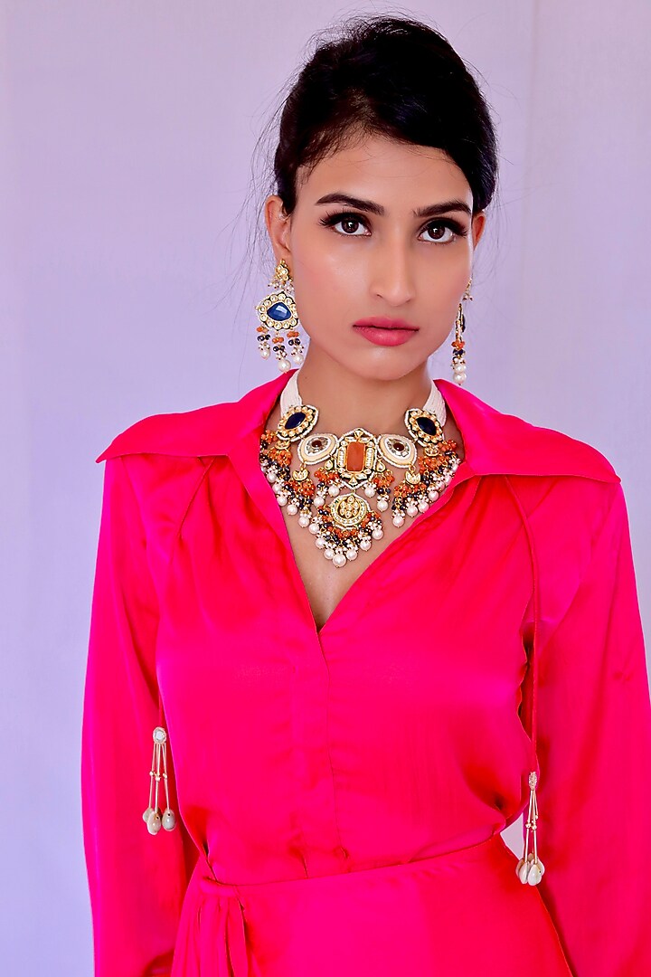 Pink Natural Crepe Wrap Summer Dress by Foram Patel at Pernia's Pop Up Shop