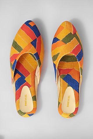 Orange Rexine Flats by Foot Fuel