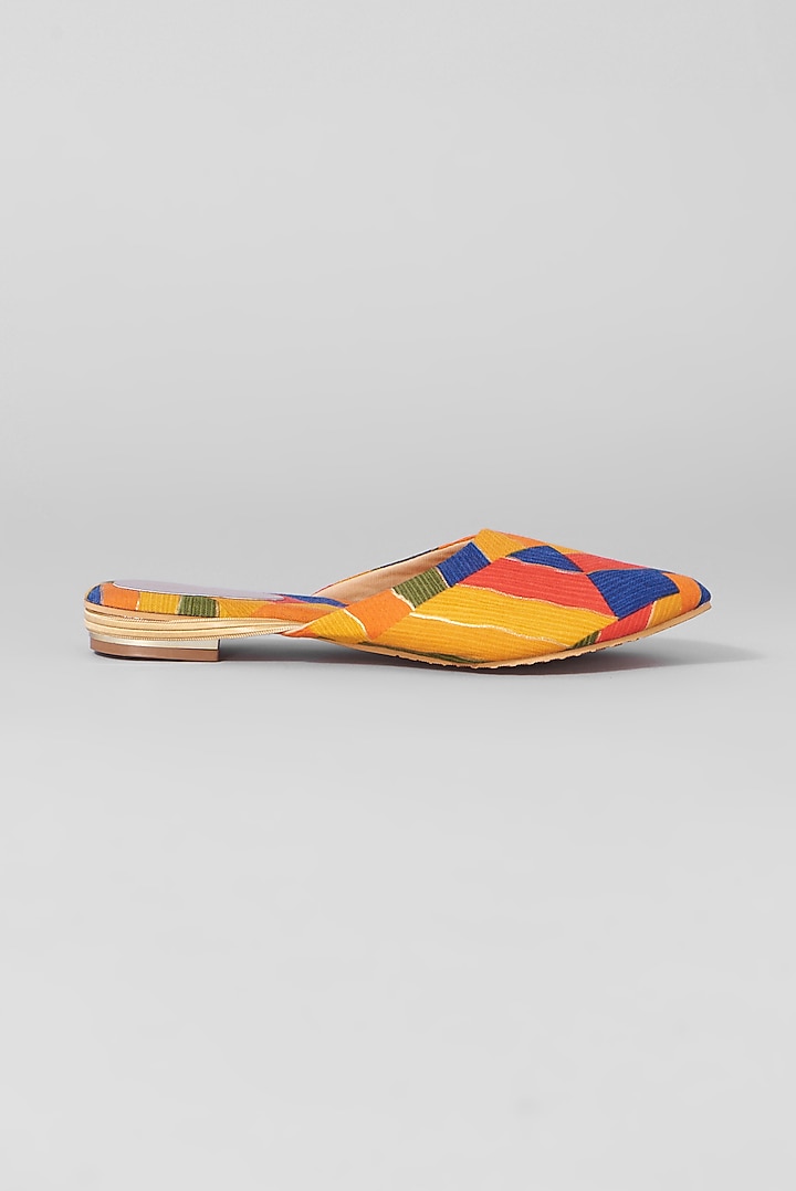 Orange Rexine Flats by Foot Fuel at Pernia's Pop Up Shop