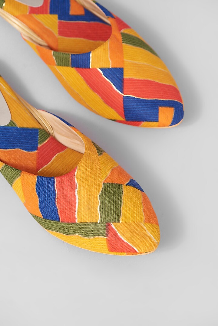 Orange Rexine Flats by Foot Fuel at Pernia's Pop Up Shop