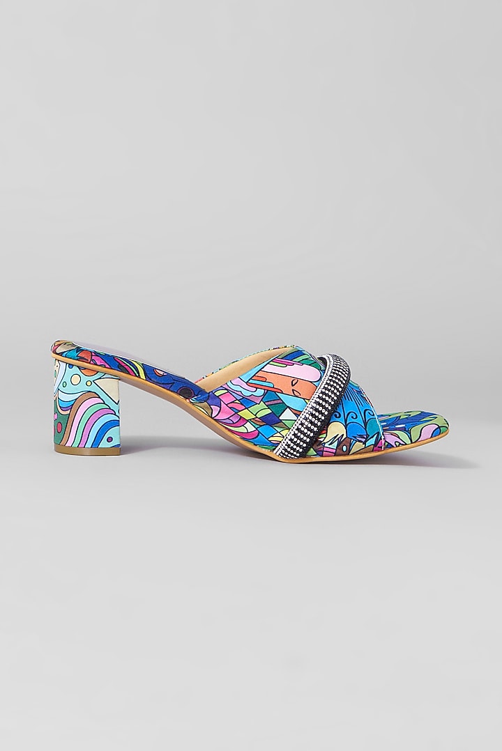 Blue Rexine Sandals by Foot Fuel at Pernia's Pop Up Shop