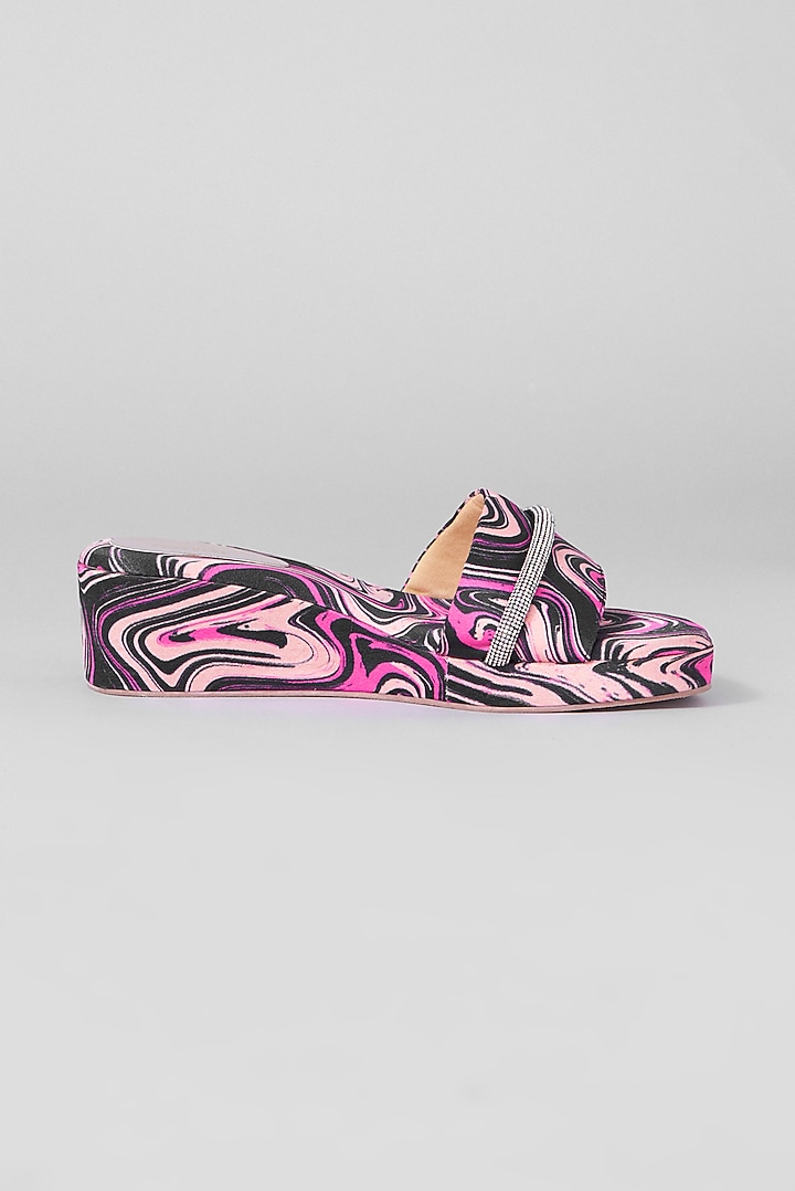 Pink Rexine Embellished Sandals by Foot Fuel at Pernia's Pop Up Shop