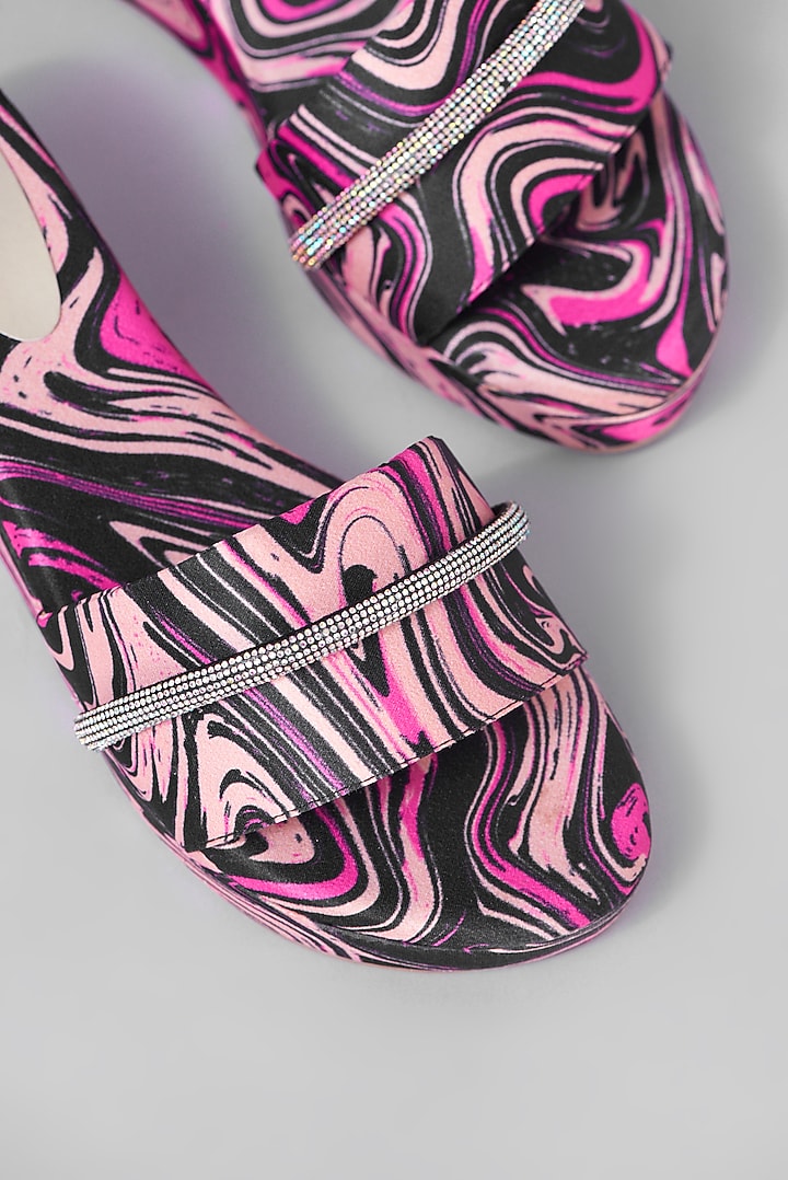 Pink Rexine Embellished Sandals by Foot Fuel at Pernia's Pop Up Shop