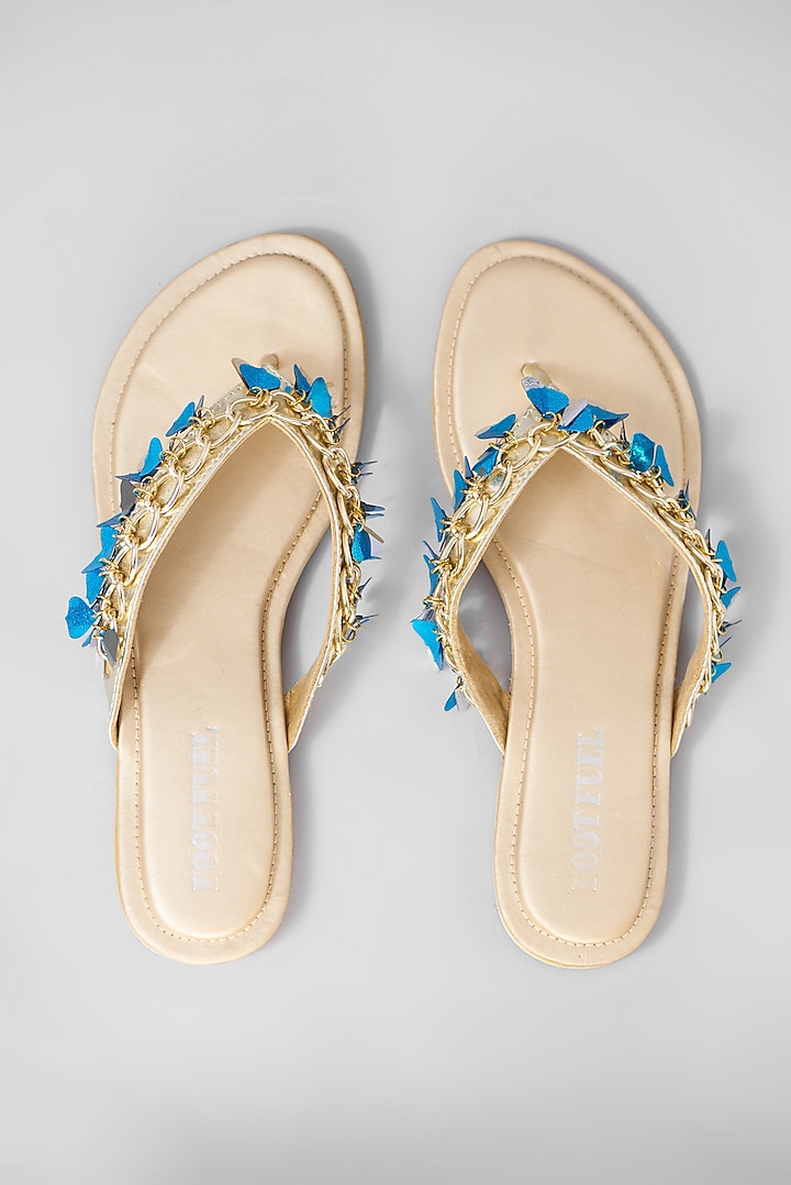 Gold Embellished Flats by Foot Fuel at Pernia's Pop Up Shop