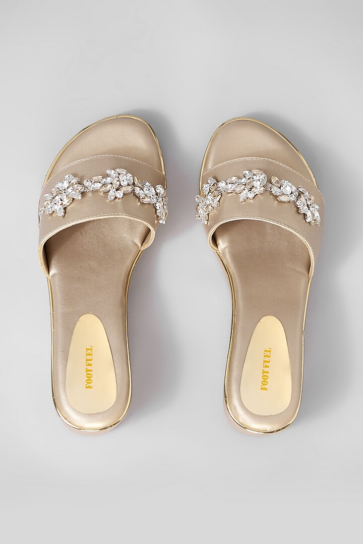 Gold Rexine Heels by Foot Fuel at Pernia's Pop Up Shop