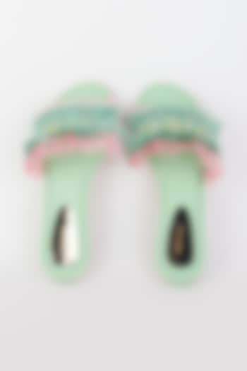 Sea Green Embellished Heels by Foot Fuel