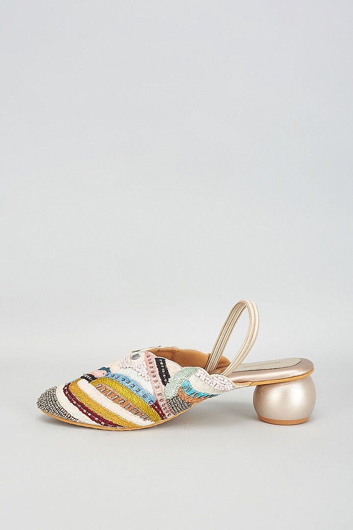 Gold Rexine Thread Work Jutti by Foot Fuel at Pernia's Pop Up Shop