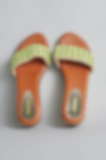 Brown Rexine Stone & Zardosi Embellished Platform Heels by Foot Fuel
