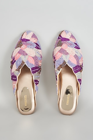 Gold Rexine Multi-Layered Thread Work Jutti by Foot Fuel