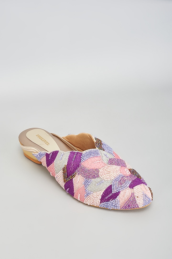Gold Rexine Multi-Layered Thread Work Jutti by Foot Fuel at Pernia's Pop Up Shop