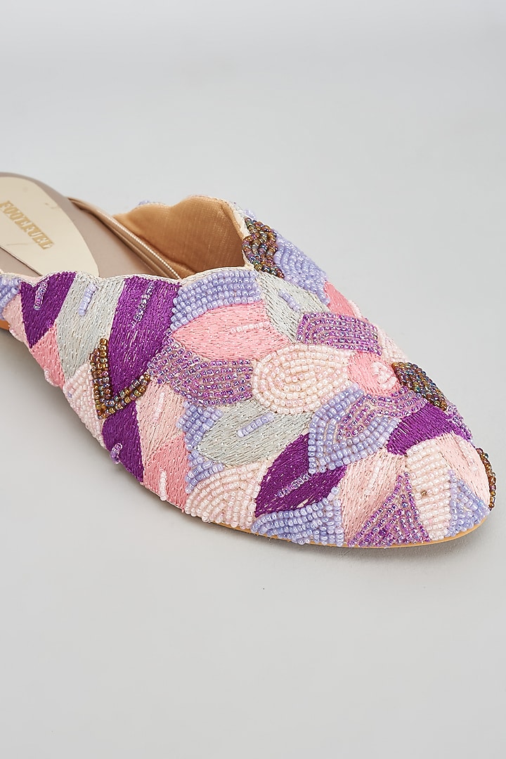 Gold Rexine Multi-Layered Thread Work Jutti by Foot Fuel at Pernia's Pop Up Shop