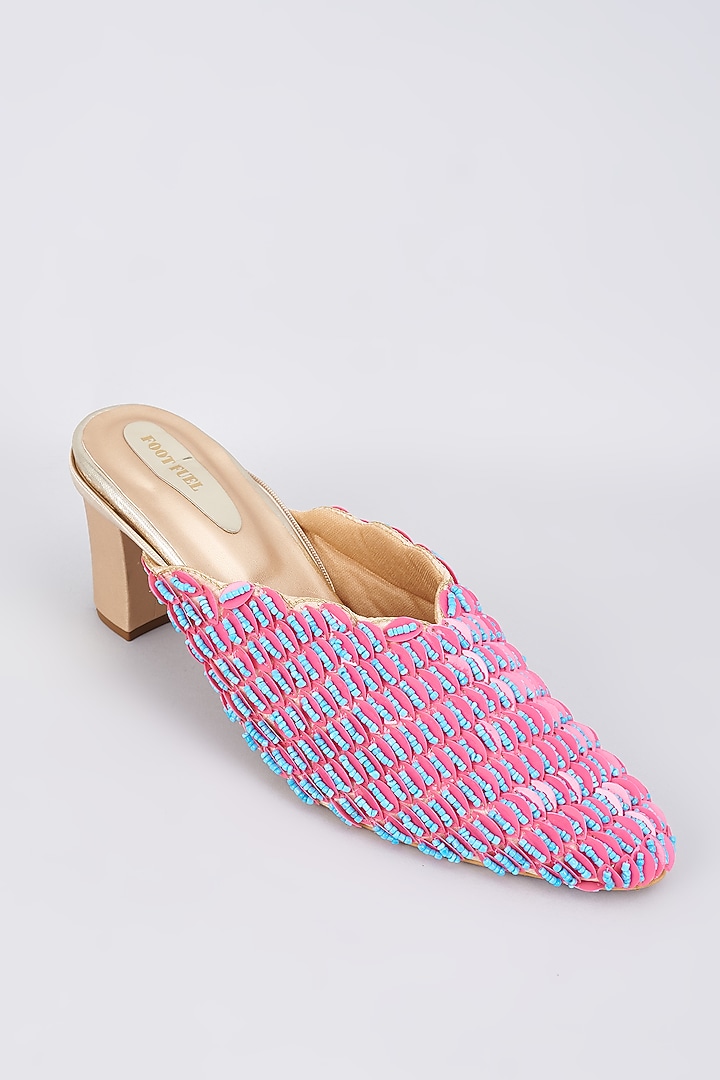 Multi-Colored Silk & Rexine Bead Embellished Juttis by Foot Fuel at Pernia's Pop Up Shop