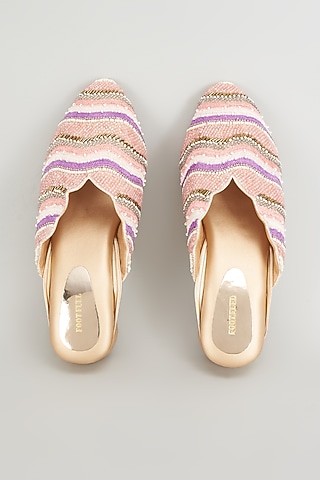 Golden Rexine Embroidered Juttis by Foot Fuel