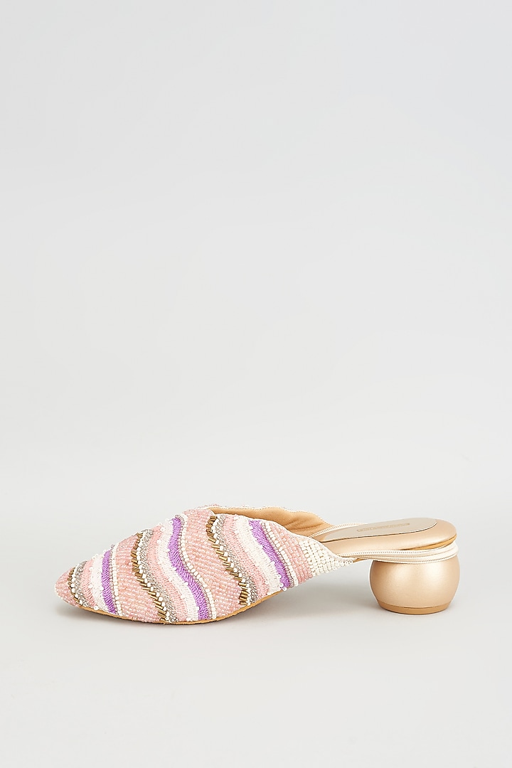 Golden Rexine Embroidered Juttis by Foot Fuel at Pernia's Pop Up Shop
