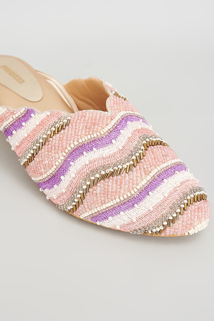 Golden Rexine Embroidered Juttis by Foot Fuel at Pernia's Pop Up Shop
