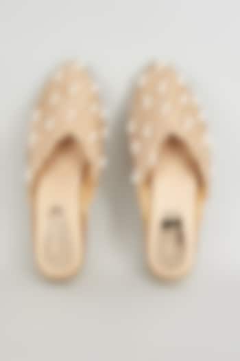 Gold Rexine Embroidered Juttis by Foot Fuel at Pernia's Pop Up Shop