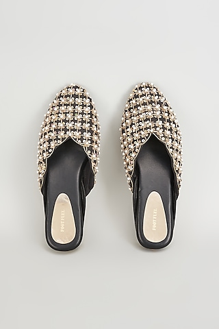 Gold Rexine Embroidered Juttis by Foot Fuel
