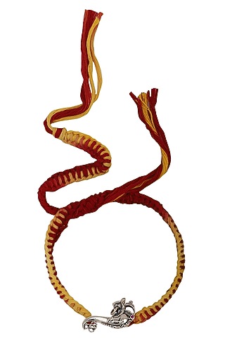 Lord Ganesha Brooch and Moli Thread Rakhi Set by FOURSEVEN