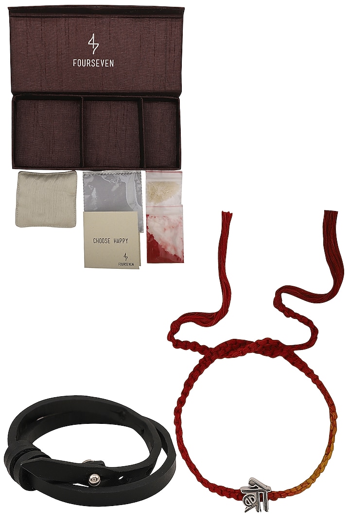 BRO' motif moli thread rakhi set available only at Pernia's Pop Up Shop.