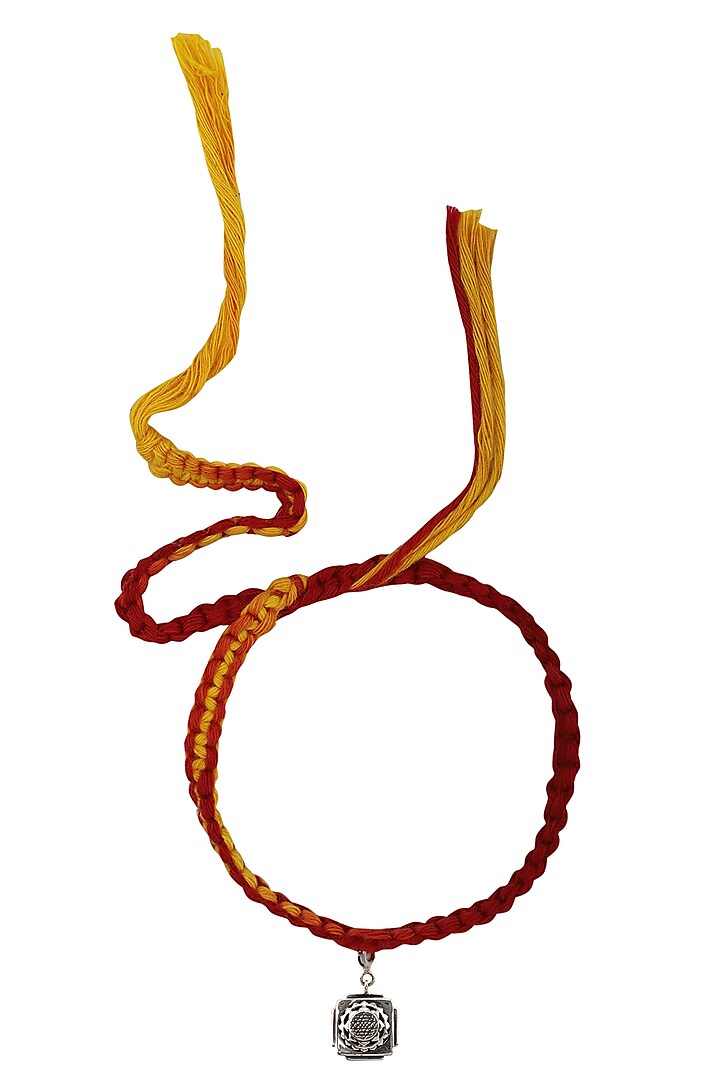 Shri Yantra Charm Pendant and Moli Thread Rakhi Set by FOURSEVEN