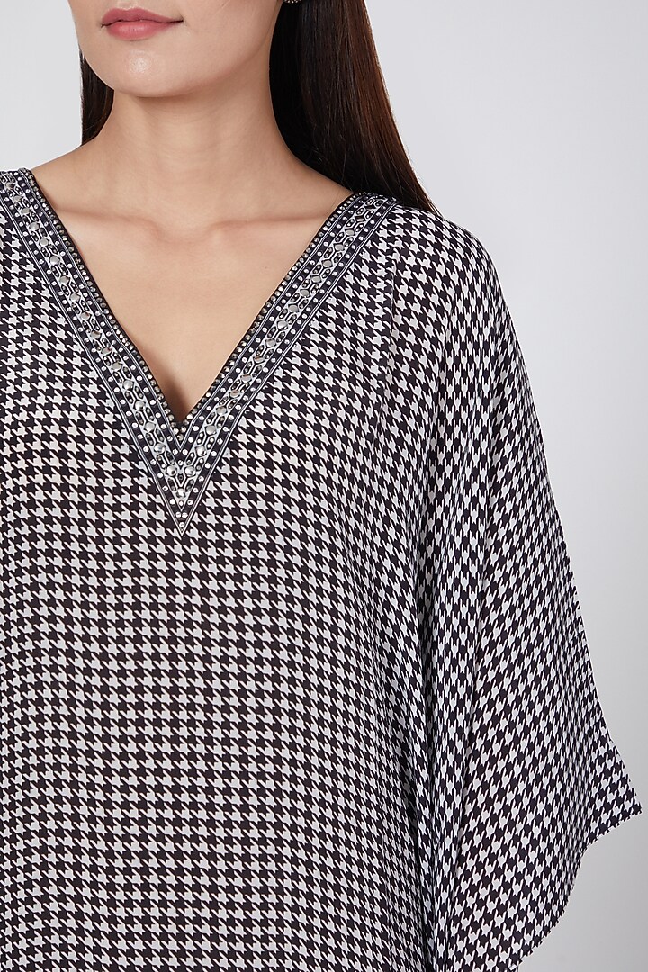 Black Embellished & Printed Kaftan by First Resort by Ramola Bachchan at Pernia's Pop Up Shop