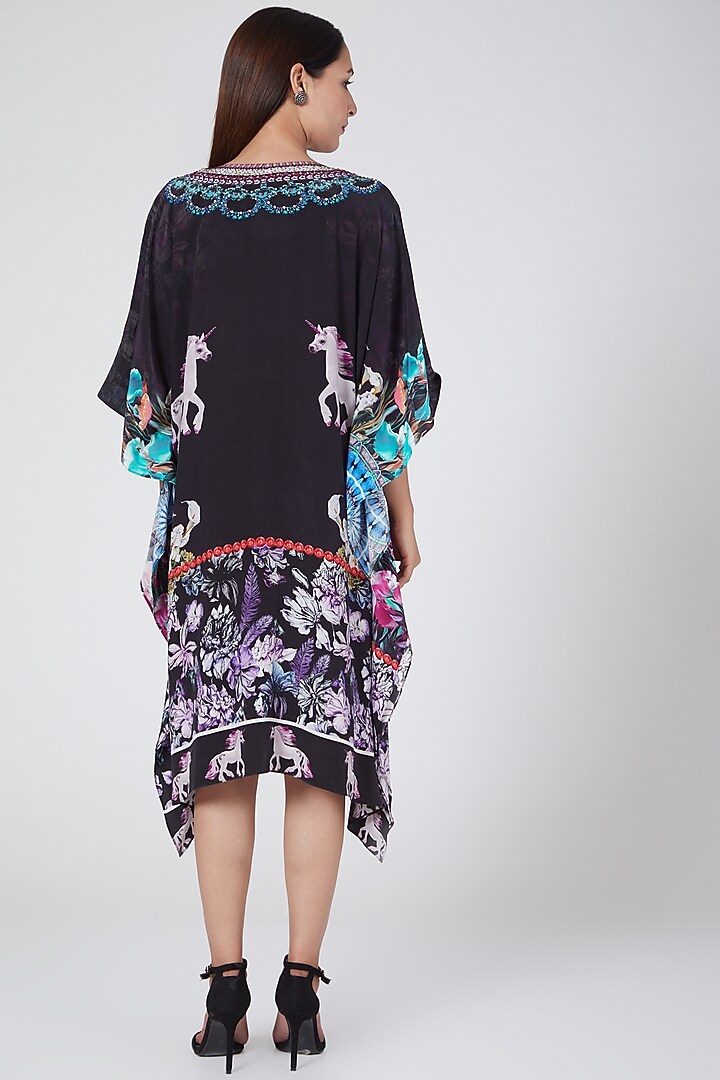Black Unicorn Print Kaftan by First Resort by Ramola Bachchan at Pernia's Pop Up Shop