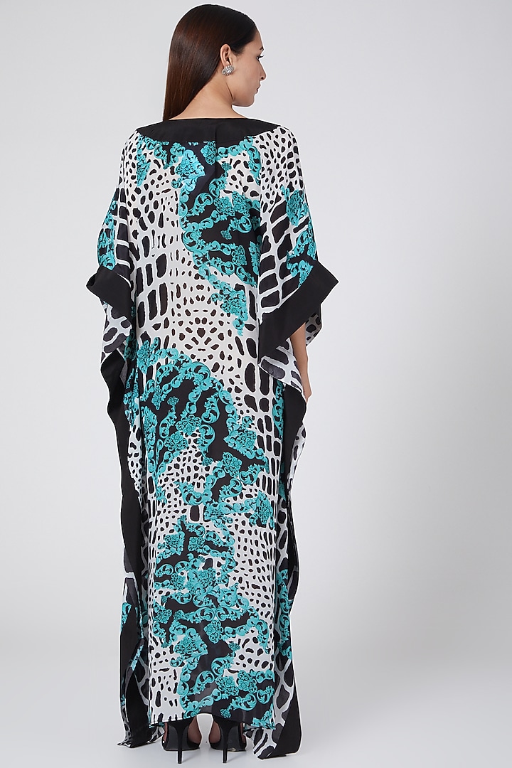 Cobalt Blue Baroque Printed Kaftan by First Resort by Ramola Bachchan at Pernia's Pop Up Shop