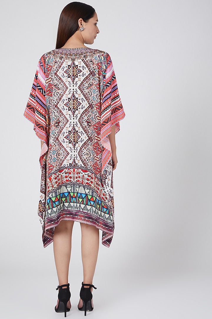 Blush Pink Geometric Print Kaftan by First Resort by Ramola Bachchan at Pernia's Pop Up Shop