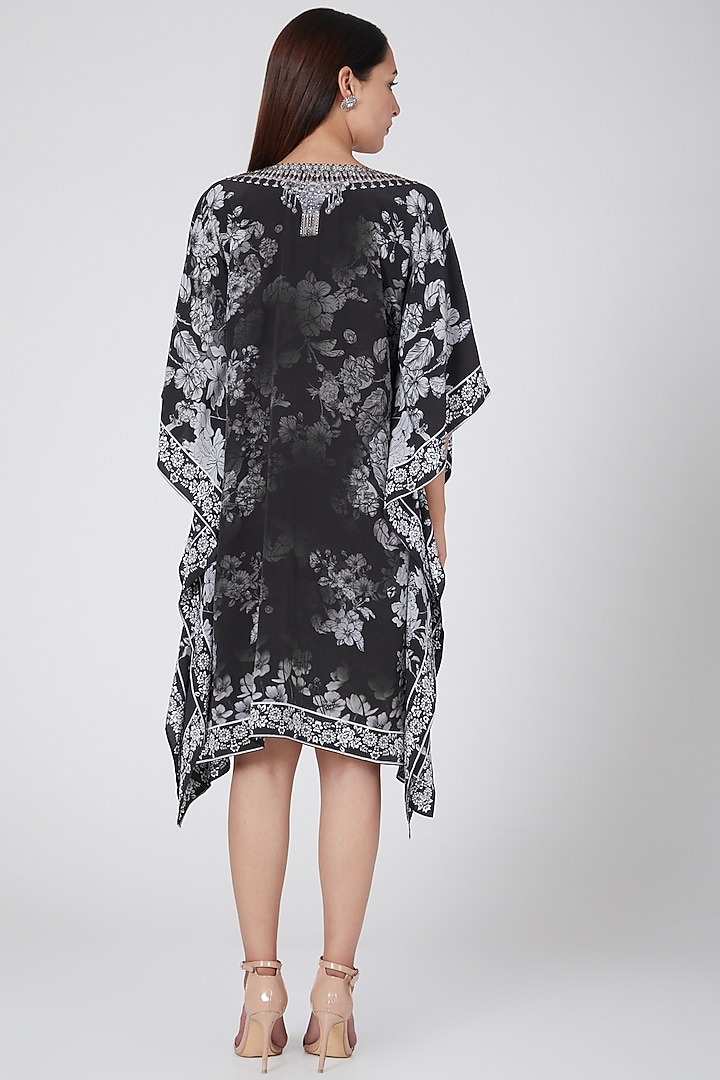 Black Floral Printed Kaftan by First Resort by Ramola Bachchan at Pernia's Pop Up Shop