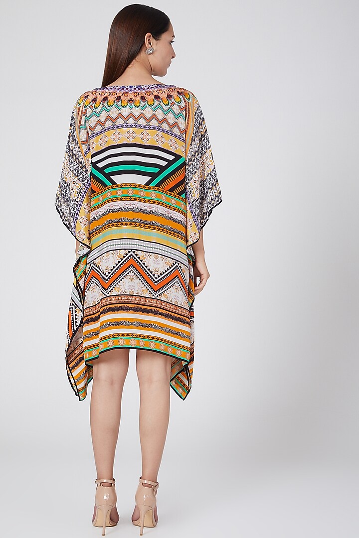Orange Geometric Printed Kaftan by First Resort by Ramola Bachchan at Pernia's Pop Up Shop