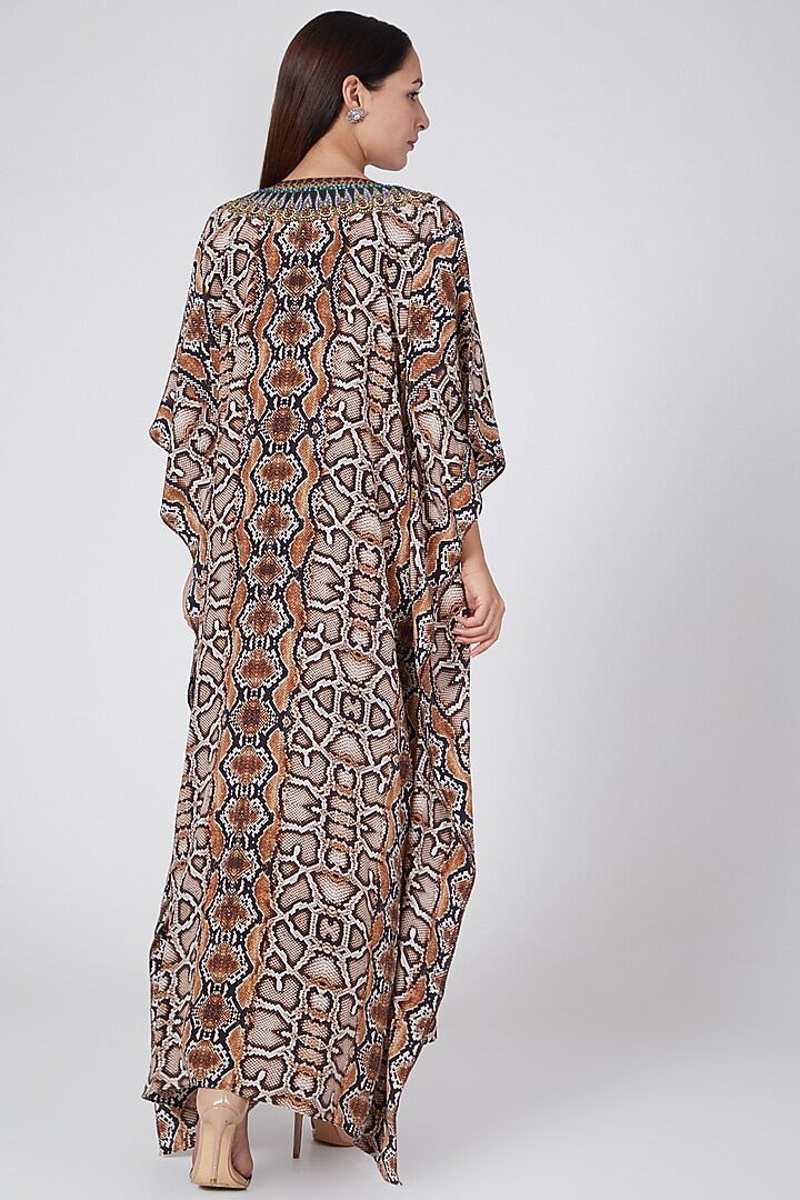 Brown Animal Print Kaftan by First Resort by Ramola Bachchan at Pernia's Pop Up Shop