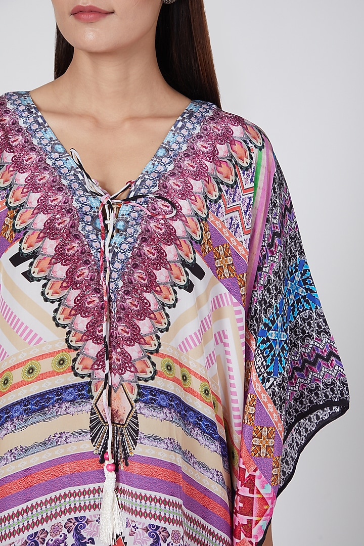 Blush Pink Printed & Embellished Kaftan by First Resort by Ramola Bachchan at Pernia's Pop Up Shop