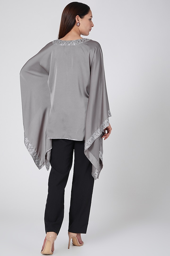Grey Embellished Kaftan Top by First Resort by Ramola Bachchan at Pernia's Pop Up Shop